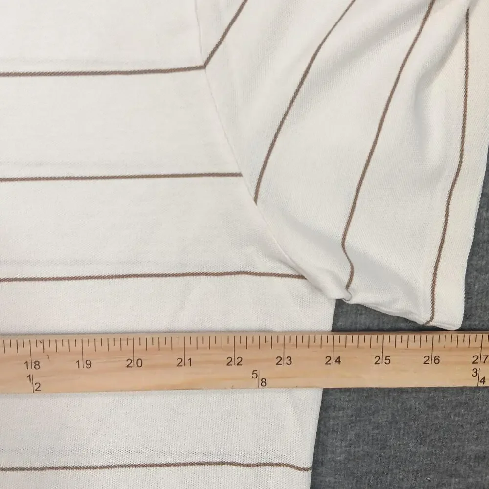 Polo Ralph Lauren Polo Shirt Mens XL White Tan Striped Pima Cotton Short Sleeve